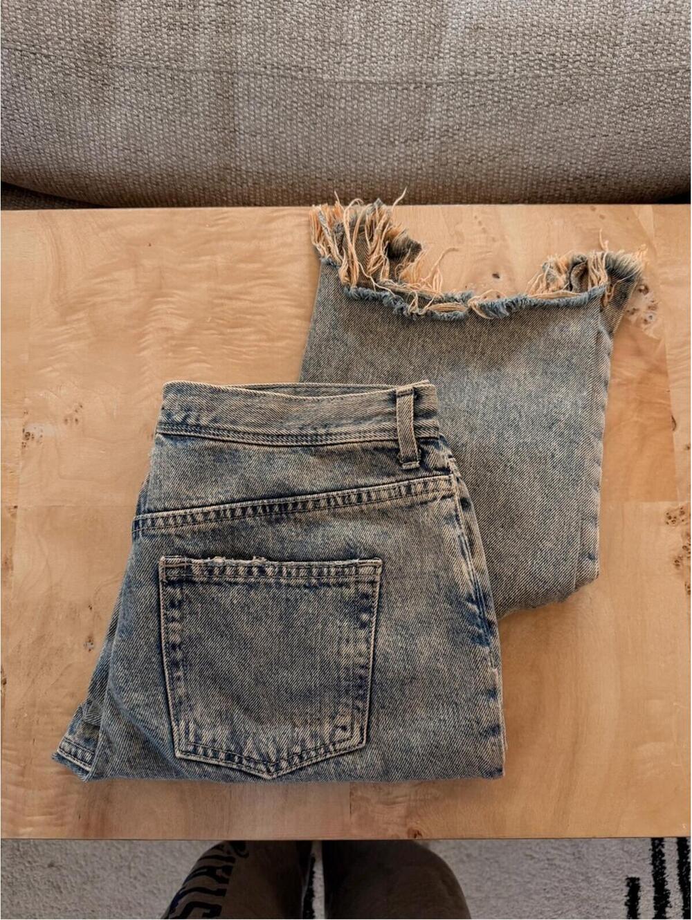 Free People Light Blue Distressed Ankle Crop Jeans